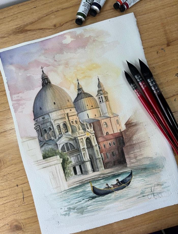 Venecia, acuarela de 30 × 40 cm