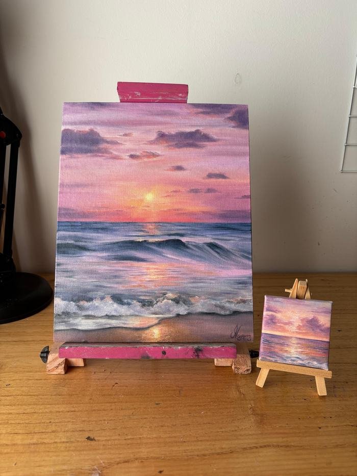 Amanecer, óleo de 20 × 30 cm
