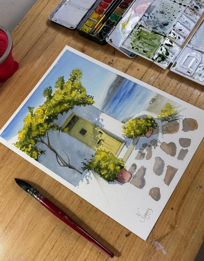 Paisaje, acuarela de 20 × 30 cm